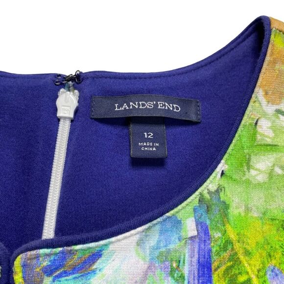 Land’s End Floral Sleeveless Sheath Dress Keyhole Neckline Pockets Sz 12 - Picture 12 of 15